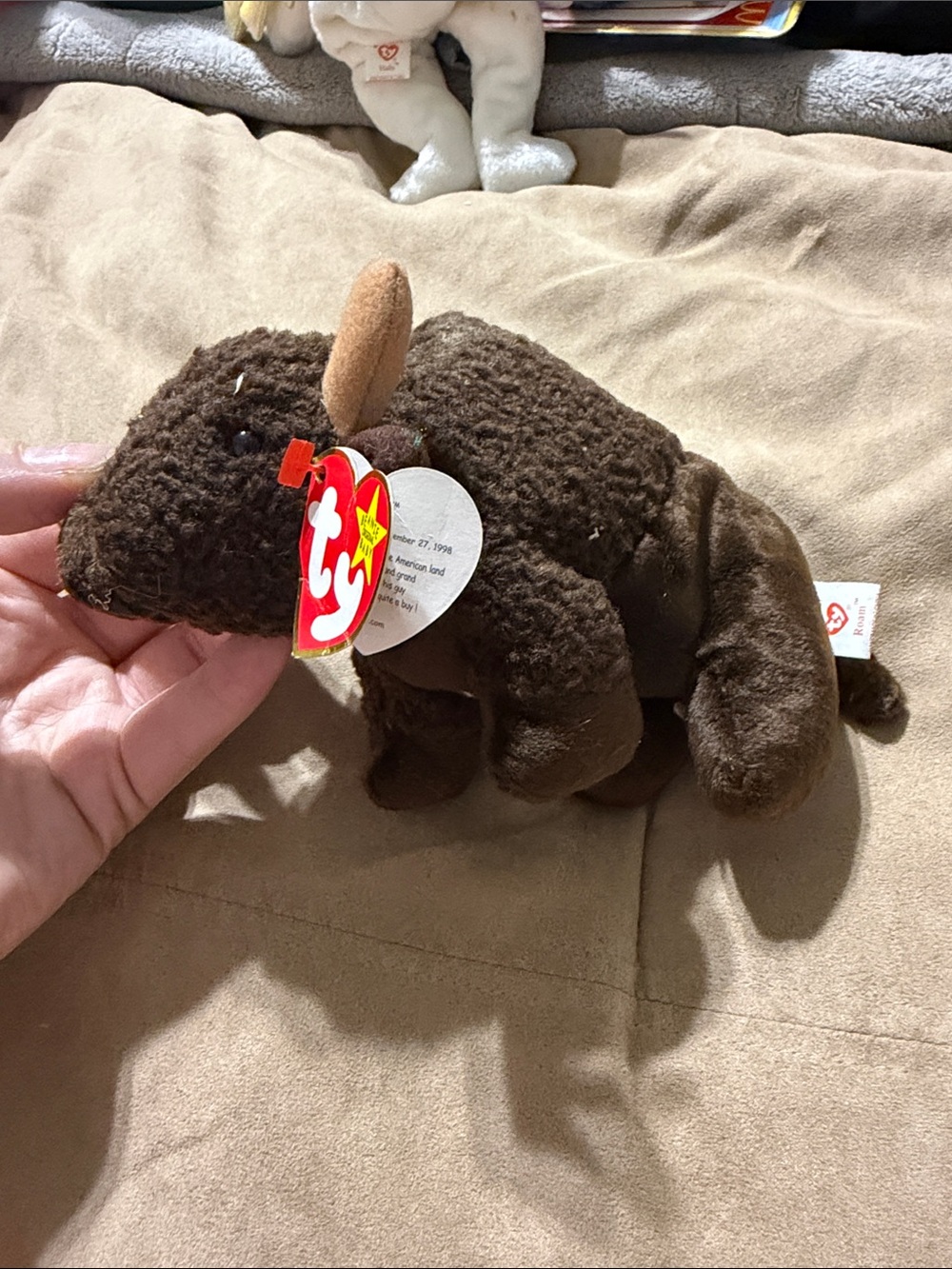 Ty Brown Buffalo Beanie Plush Small Stuffed Animal